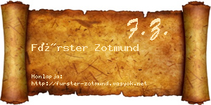 Fürster Zotmund névjegykártya